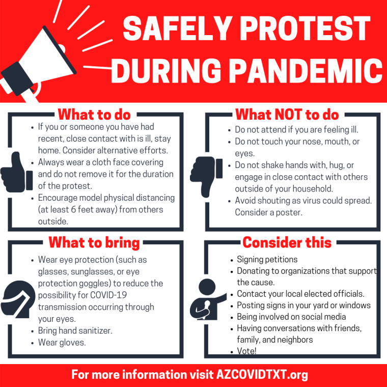 english Graphic of Safely Protest During Pandemic