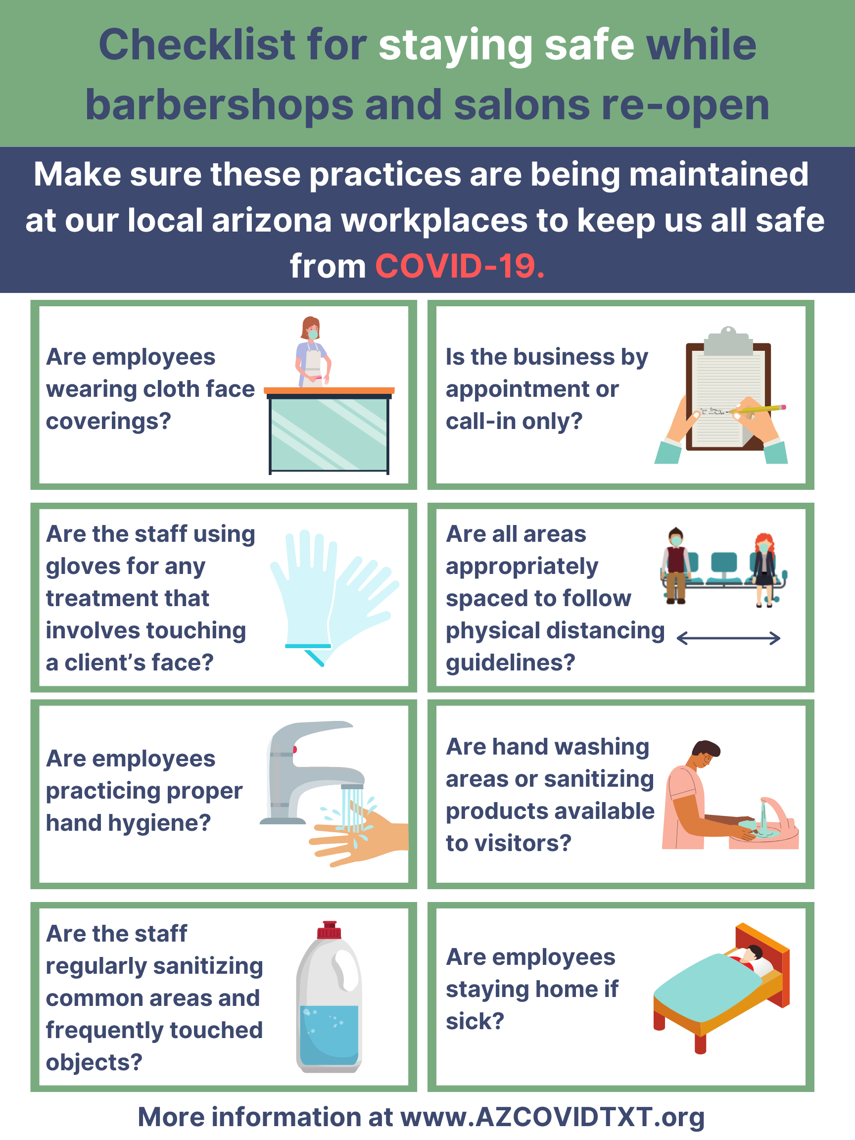 english Graphic of Checklist for Staying Safe While Barbershops and Salons Re-Open