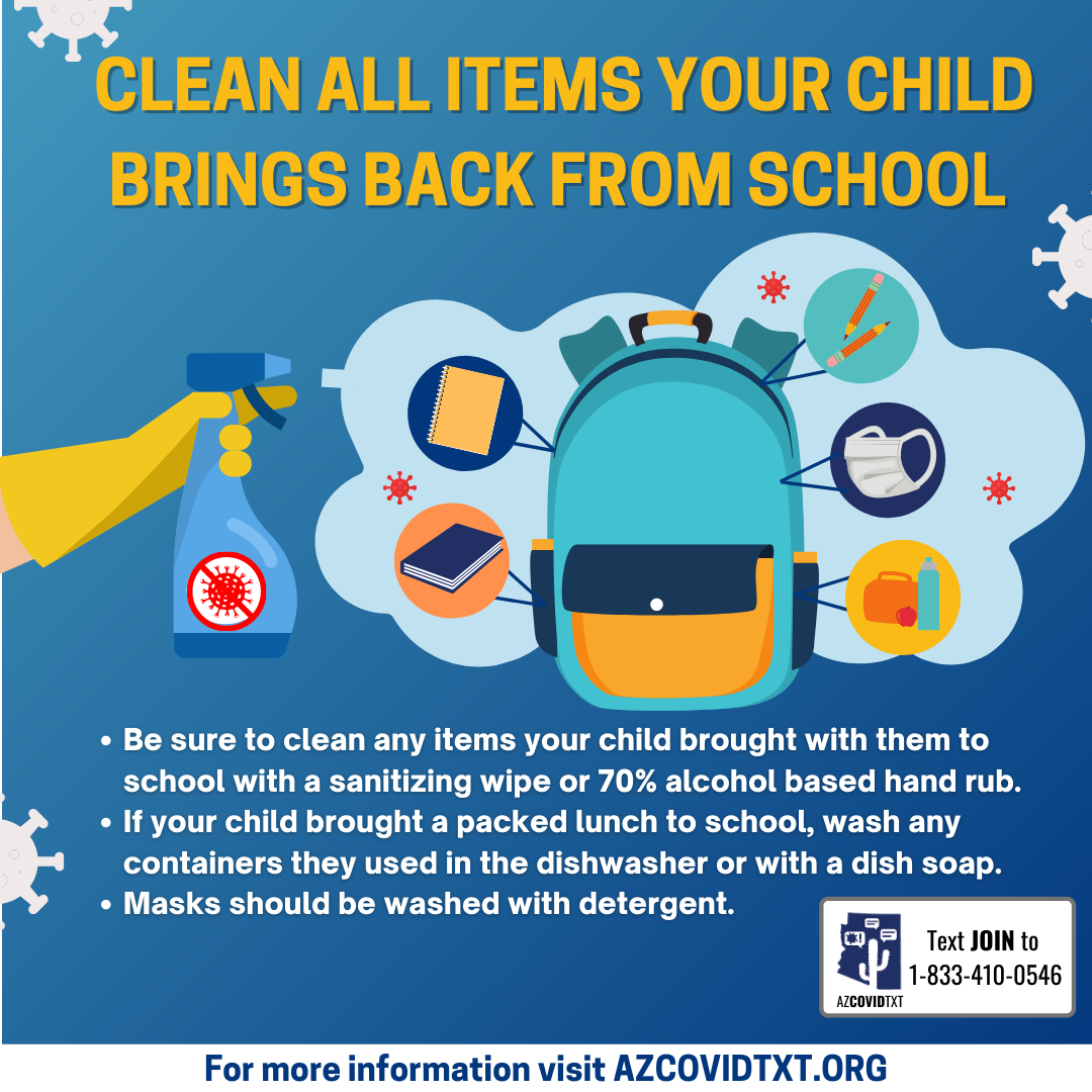 english Graphic of Clean All Items Your Child Brings Back From School