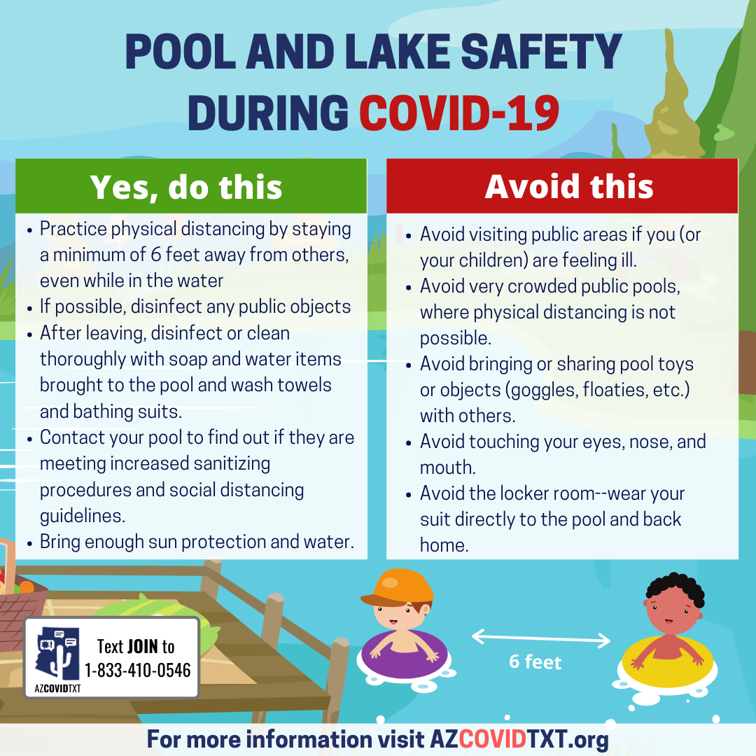 english Graphic of Pool and Lake Safety During COVID19