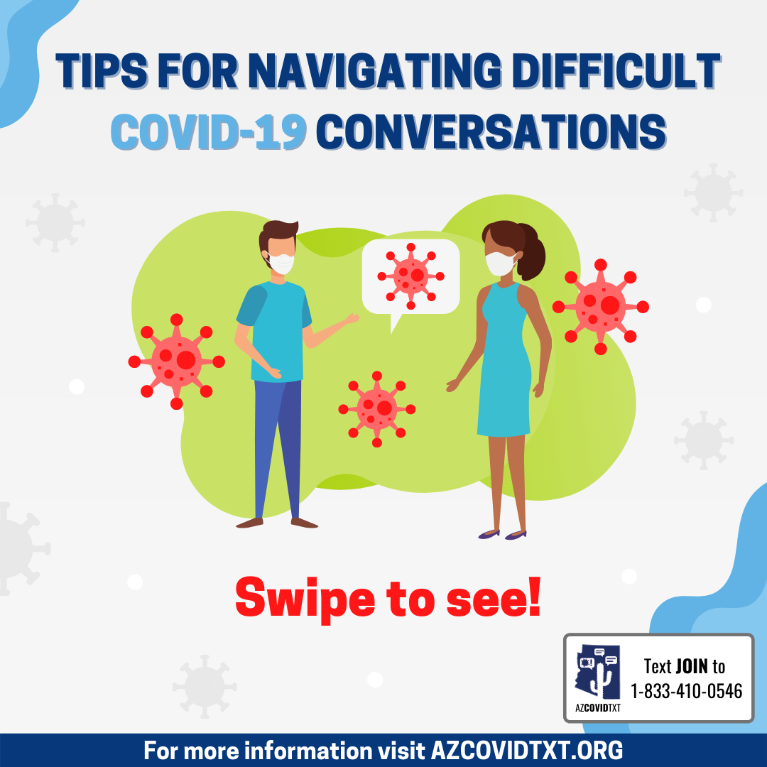 english Graphic of Tips for Navigating Difficult COVID19 Conversations